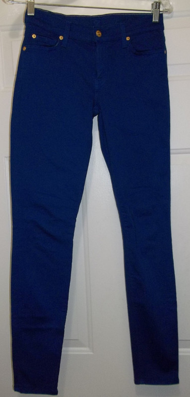 7 For All Mankind Royal Blue "The Skinny” Jeans Sz 27 Inseam 30 Made in USA