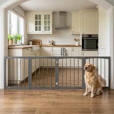 83  L x 30  H Dog Gate, 4-Panel Wooden Pet Fence for Stairs, Doorway