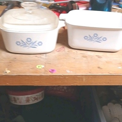 CorningWare Blue Floral Ceramic Rectangle Casserole Dishes with Lid