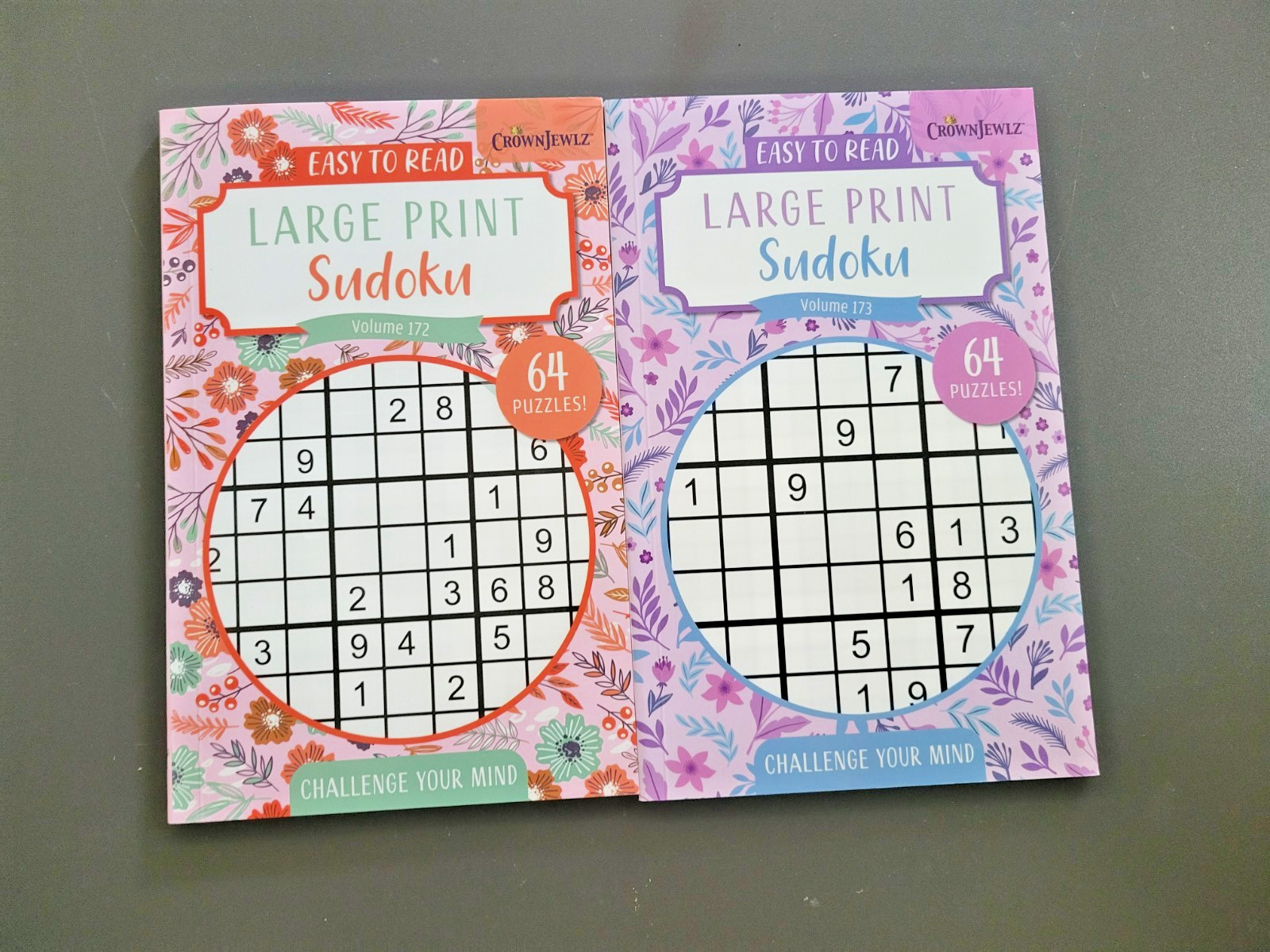 Lot of 2 Large Print Sudoku by CrownJewlz - Volumes 171-172 - 64 Puzzles Each