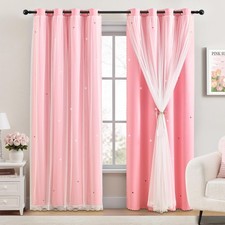 Pink Blackout Curtains, Extra Long Panels for Kids Room and Baby Girl Nursery...