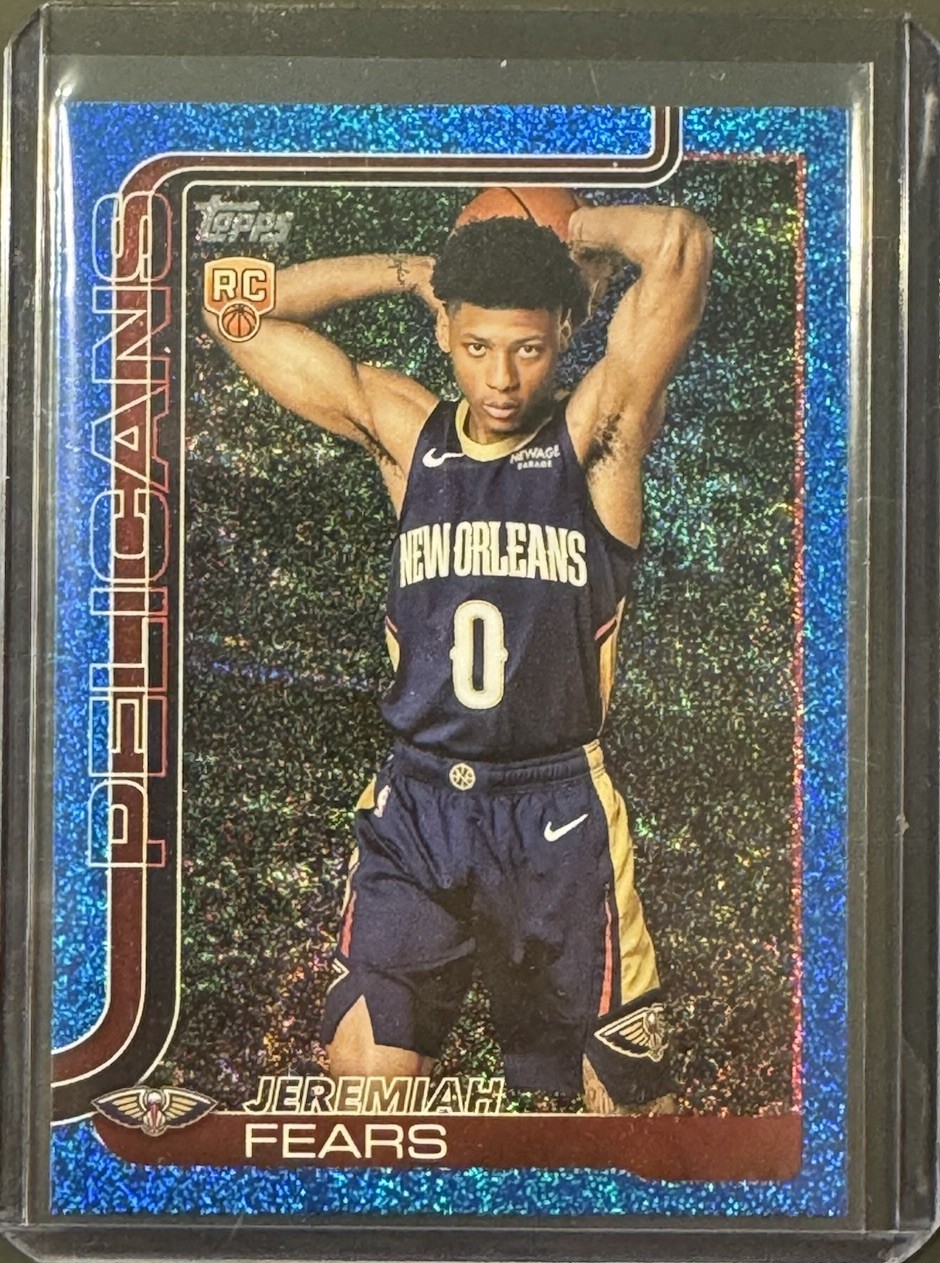 2025-26 Topps Jeremiah Fears Blue Sandglitter Rookie #207 Pelicans