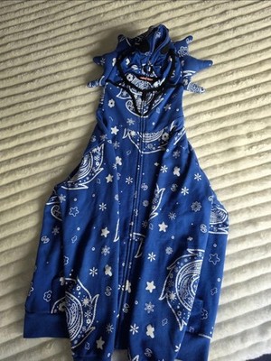 Glo Gang Chief Keef Blue Bandana Full Zip Hoodie Size Large