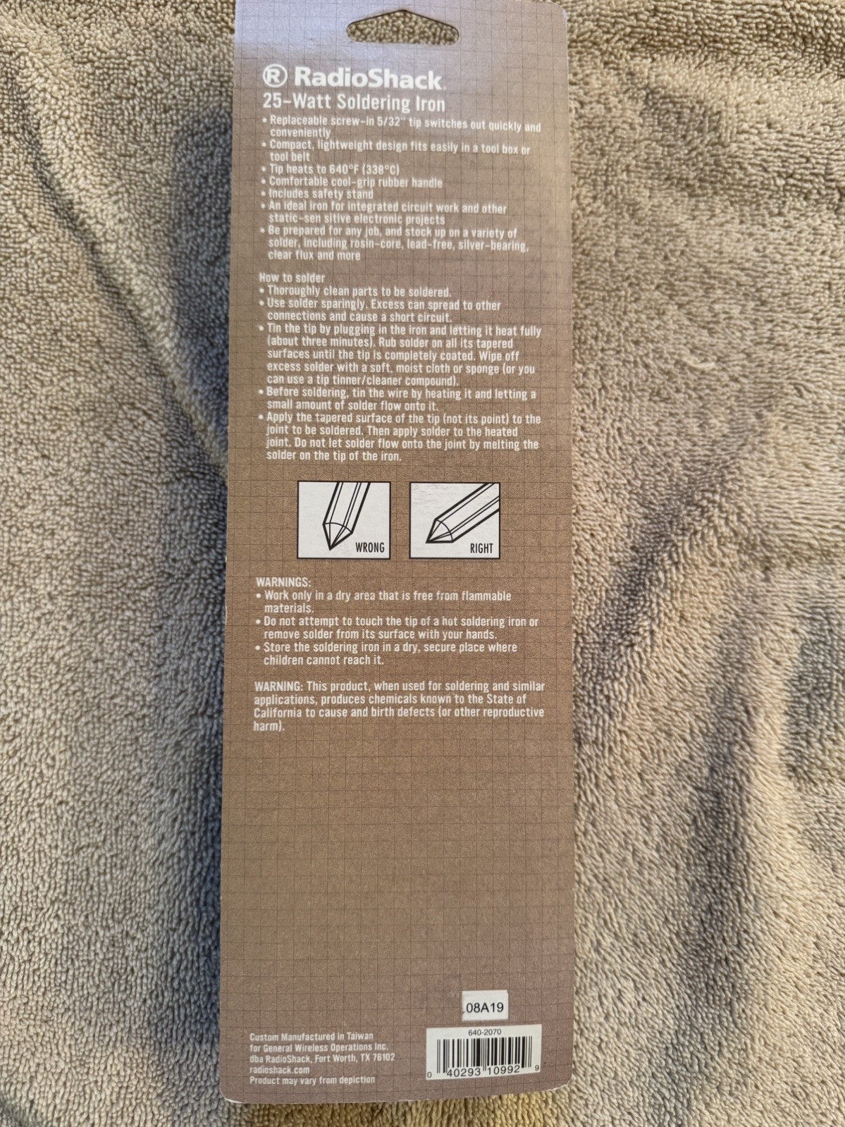 Radio Shack 640-2070 25 Watt Soldering Iron New/Old Stock