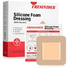 FRESINIDER Silicone Foam Dressing with Adhesive Border Wound 3 x 3, 10 Pack