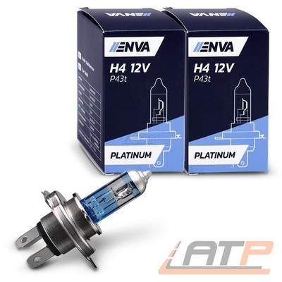 2x ENVA H4 60/55W 12V HALOGEN GLÜHBIRNE GLÜHLAMPE PLATINUM: bis 130% mehr Licht!