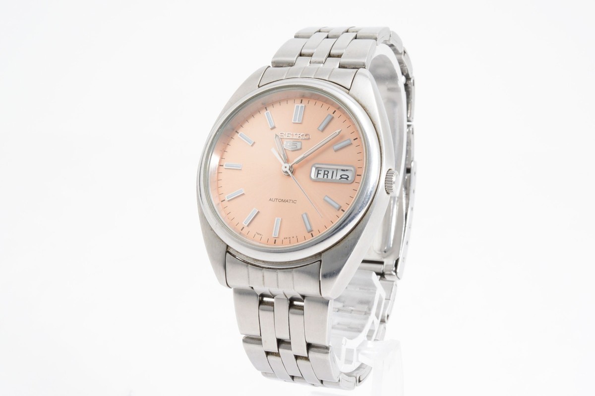 EXCELLENT+5] SEIKO 5 7S26-0430 Salmon Pink Dial Day/Date Automatic