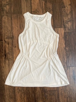 Athleta Womens Petite Small Cream Top Cinched Waist Sleeveless Flowy Blouse