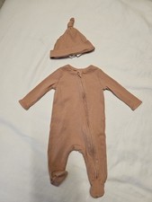 Mamas & Papas Baby Girl Sleepsuit with matching hat, Pink, size up to 1 month