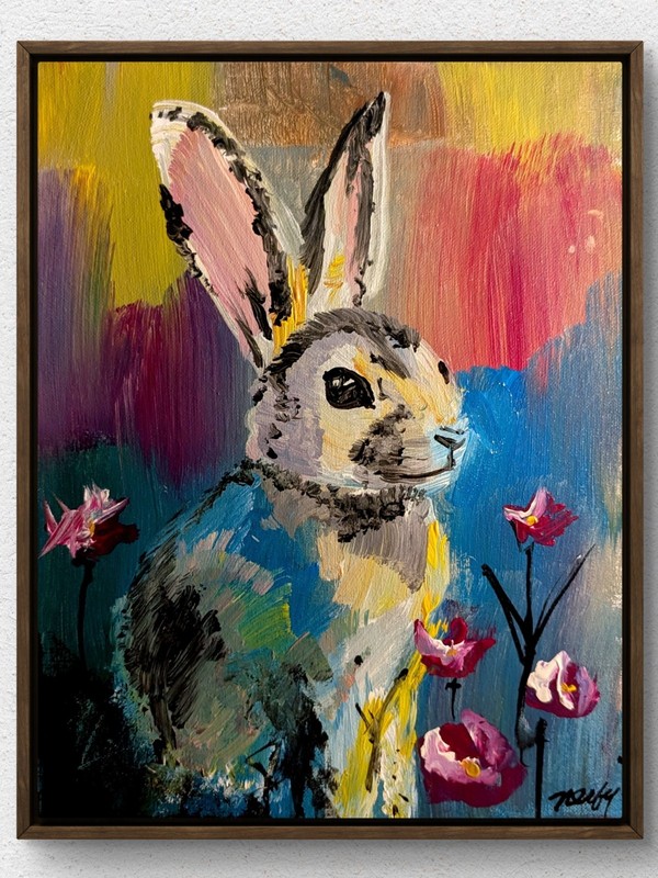 Original Acrylic 11x14 Abstract Animal Painting Signed Bold Wall Art A168