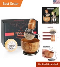 Badger Hair Shaving Brush with Wood Handle,Large Soap Bowl,Stainless Steel Sh...