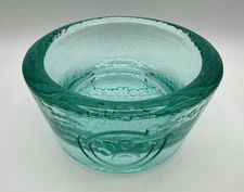 PawNosh Fire and Light Recycled Art Glass Cubby Pet Bowl 6” Dog Cat Aqua