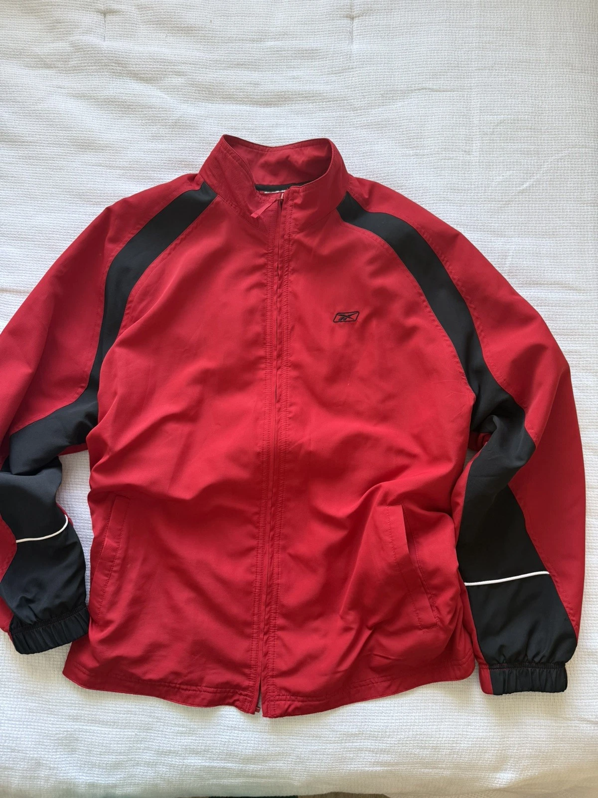 Vintage Dark Red and Black Reebok Zip Up Jacket Adult XL