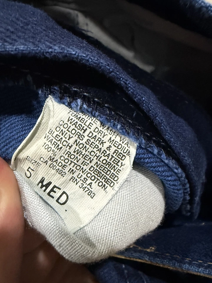 Jeans Lee Juniors 5 Vintage Azul Medio Cintura Alta Pierna Recta Hecho en EE. UU. Años 90 Foto 4 de 4