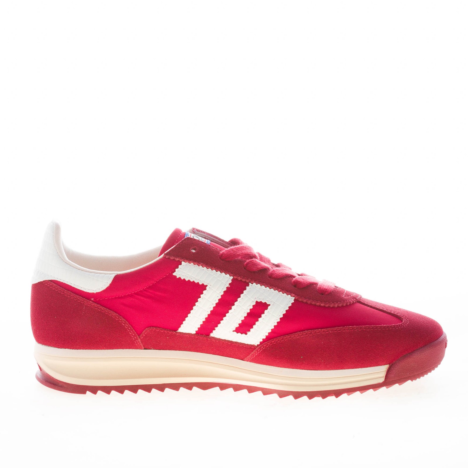 BACK 70 men shoes Barkley Jogger sneaker in red fabric and suede with white