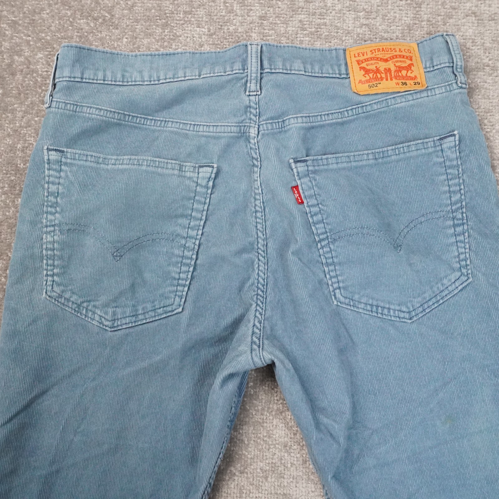 Levi's 502 Corduroy Mens 36x29 Blue Slight Tapered Pants thumbnail 13