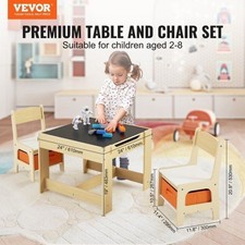 Kids Table and Chair Set Wooden Activity Table with Storage Space and Chair Set