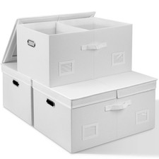 75 Quarts Extra Large Decorative Storage Bins With Lids 3 Packs White Collapsibl