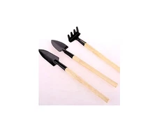 3Pcs Mini Succulent Planting Tools Wood Handle Spade Trowel Trimmer Rake Set