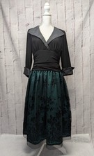 Dressbarn Black Green Mesh Overlay Dress Black Midi Whimsigoth Fairy Grunge 14