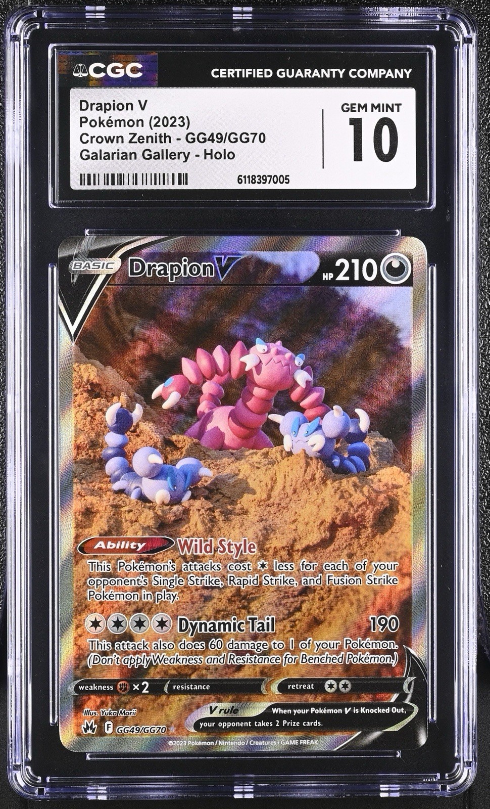 Drapion V GG49/GG70 - Crown Zenith: Galarian Gallery Holo Card CGC Gem Mint 10