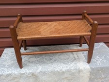 Vintage Holzschiene Gewebt Fußhocker Gewebt Ottomane - 24" L