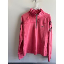 Victorias Secret PINK Ultimate Quarter Zip Pullover Heather Pink Logo Large