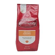 Community Coffee Golden Caramel Medium Roast Ground 12 oz Bag BB 12/25