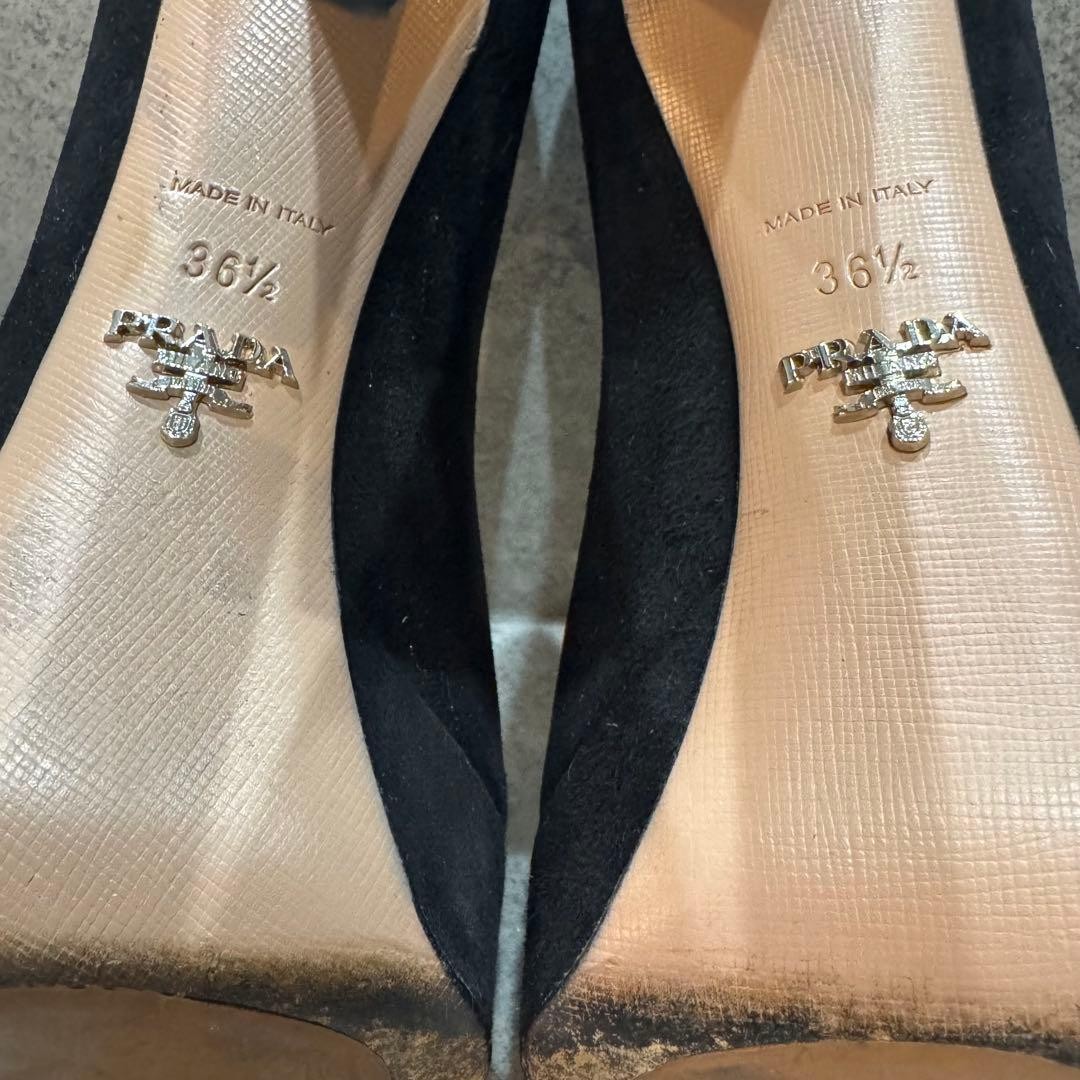 Rare PRADA Suede Open Toe High Heels Formal Pumps Size 36.5 US 6 image 6