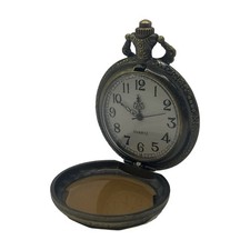 Tinted Glass Pocket Watch Bronze Tone Ornate Case Steampunk Needs Battery