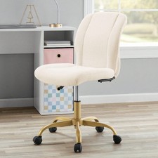 Bouclé Armless Office Chair for Adults and Teens Soft Fabric Cream