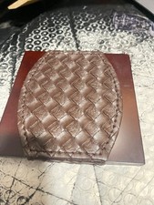 1 Wood woven leather Coaster Drink Holders Home Decor Retro Bar 4"x4" J11