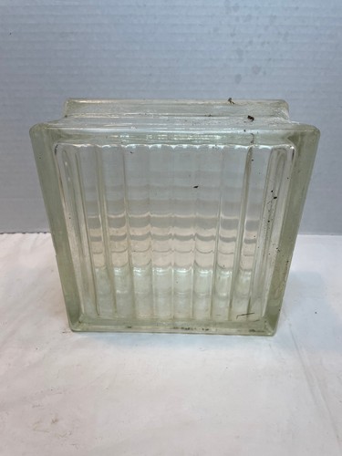 Vintage Glass Block 7-3/4" x 7-3/4" x 3-7/8 Lines