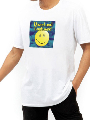 Dazed And Confused T-Shirt (Größe L) Weiß Logo Grafik Top - Neu