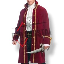 Men's Deluxe Pirate wool Jacket with Pockets Costume,Mens pirate coat Fast Ship.