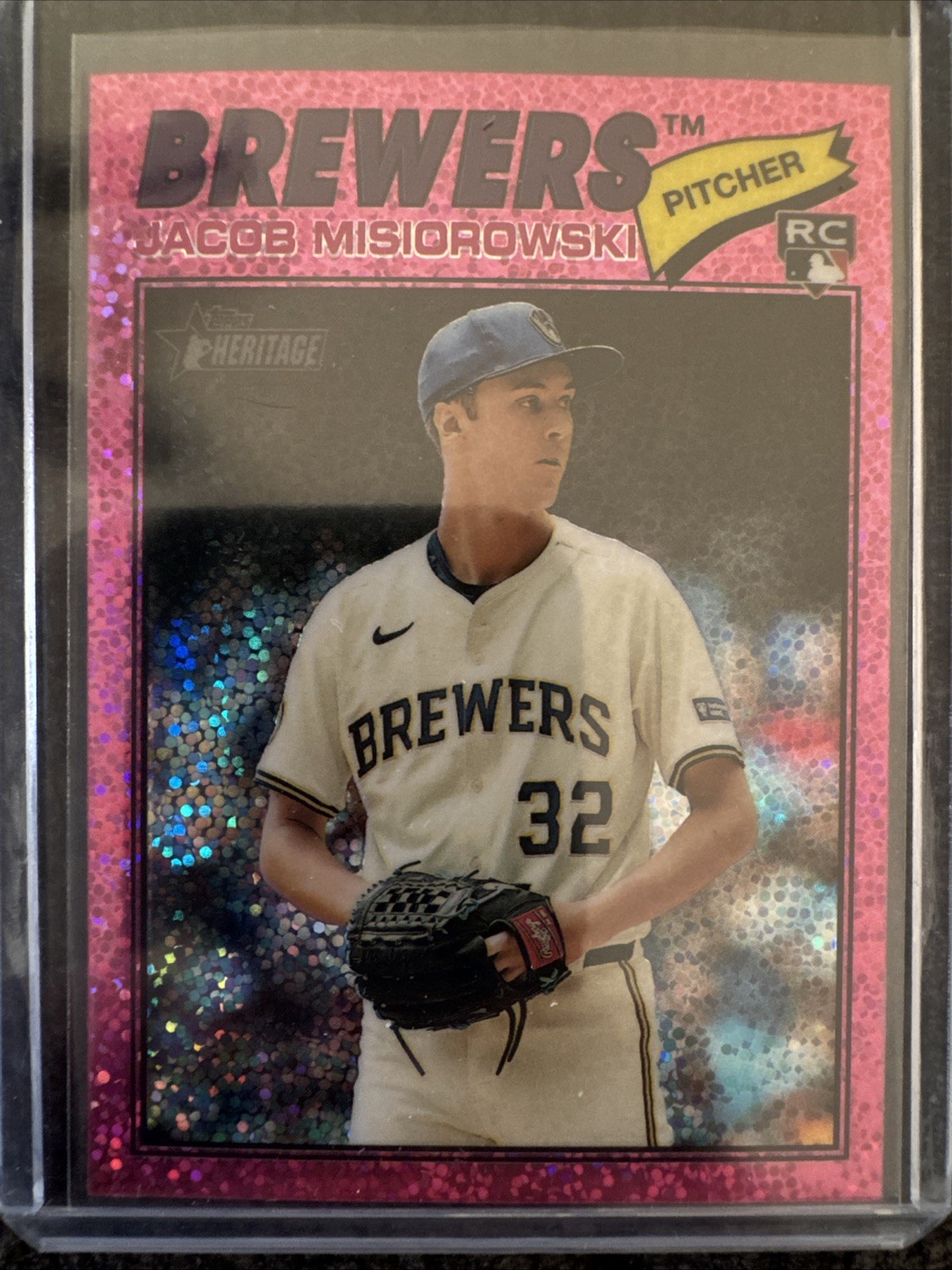2026 Topps Heritage - Jacob Misiorowski #144 Chrome Pink Sparkle Refractor (RC)