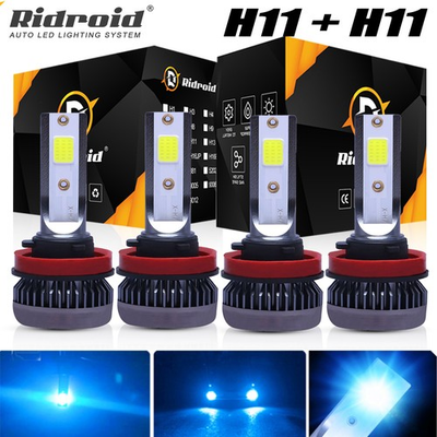 #ad #ad Super Bright 4x Combo H9 H11 LED Headlight High Low Beam Bulbs 8000K Blue Kit $16.99