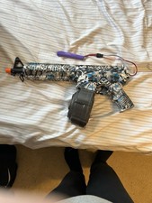 Multicolor Battery-Powered Gel Blaster Rifle w/ Drum Magazine