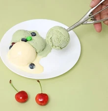 Stainless Steel Ice Cream Scoop Spoon Spring Handle Masher Bread Cookie Scoop