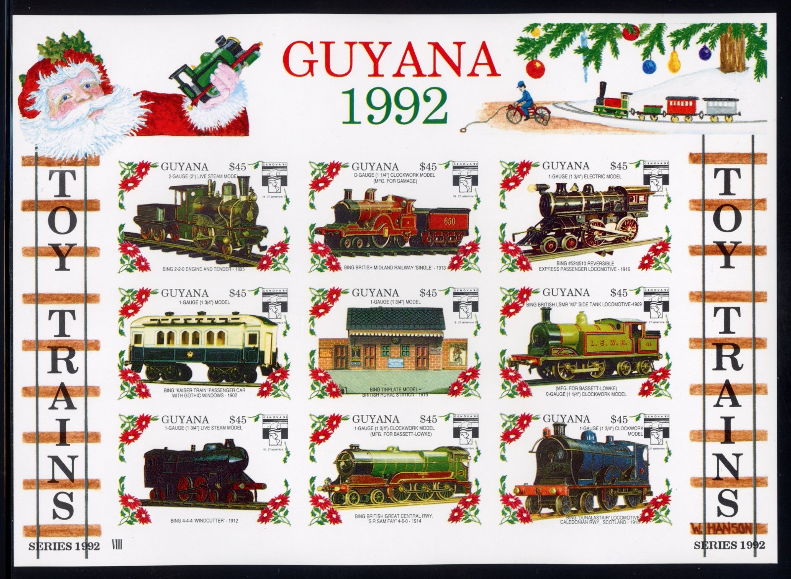 Guyana 1992 Model Trains Cpl. Scott# 2620-2627 RARE IMPERFORATE Mint XF OG NH
