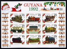 Guyana 1992 Model Trains Cpl. Scott# 2620-2627 RARE IMPERFORATE Mint XF OG NH