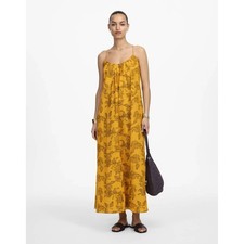 NWT Madewell Silk U Neck Crossback Maxi Dress Paisley Yellow Sz XXS Boho Preppy