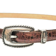 Brighton Belt Leather Embossed Silver Etched Links Small 28 USA