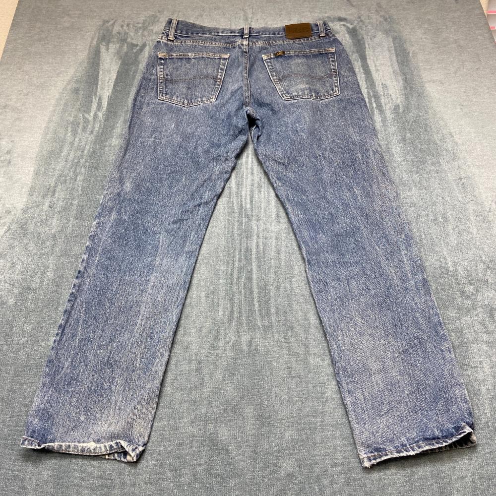 Mens 33x30 Blue Cotton Denim Distressed Regular Fit Straight Leg