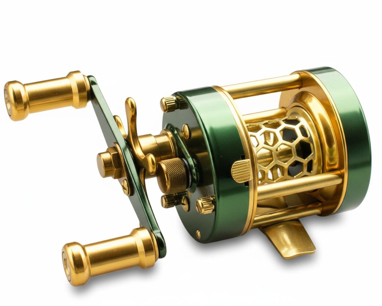 Green Round Baitcasting Reel 5.0:1 Gear Ratio Left Hand Retr