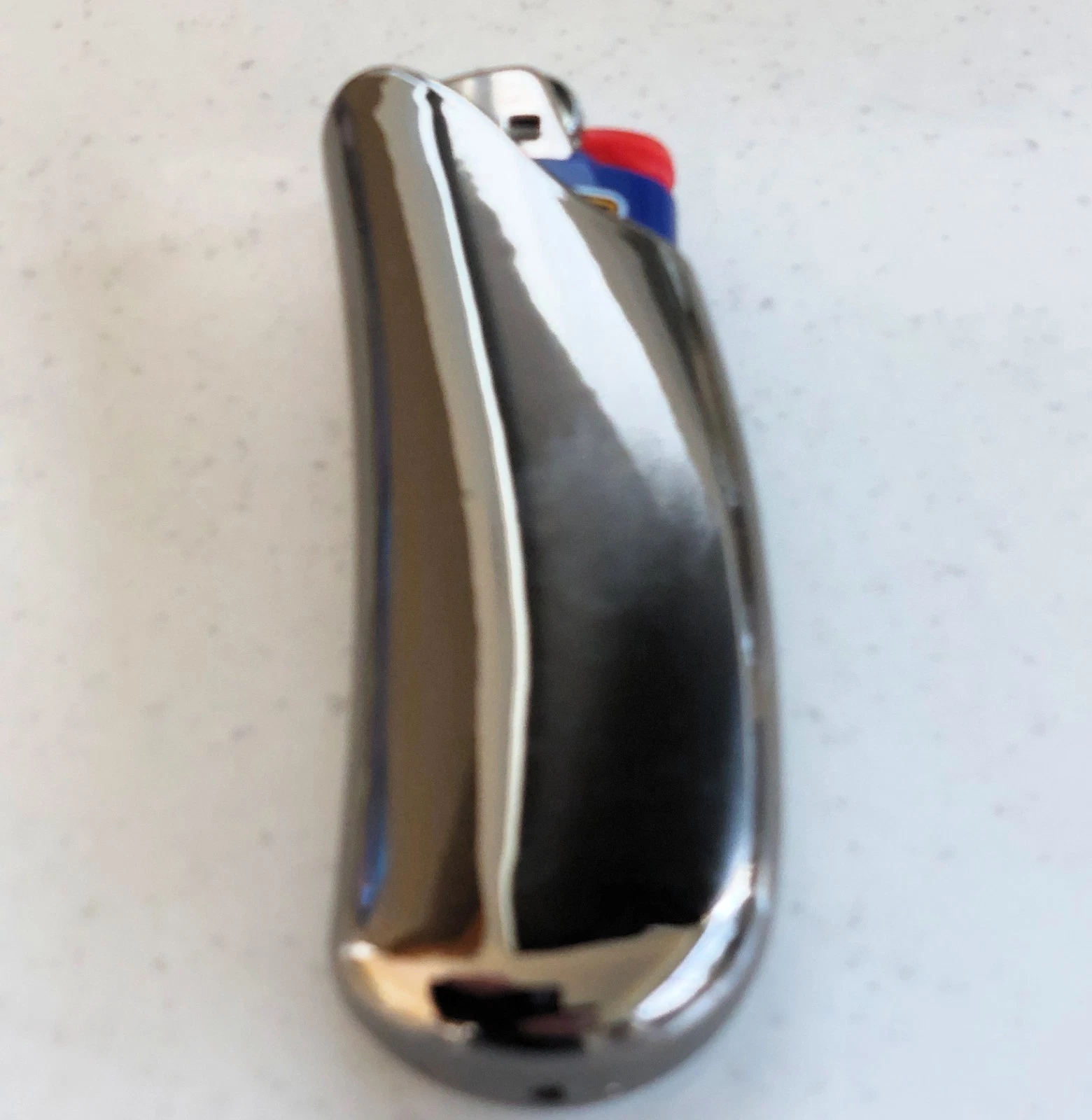 silver grey Curved Lighter Case for Large bic lighter complete with lighter - Picture 2 of 4