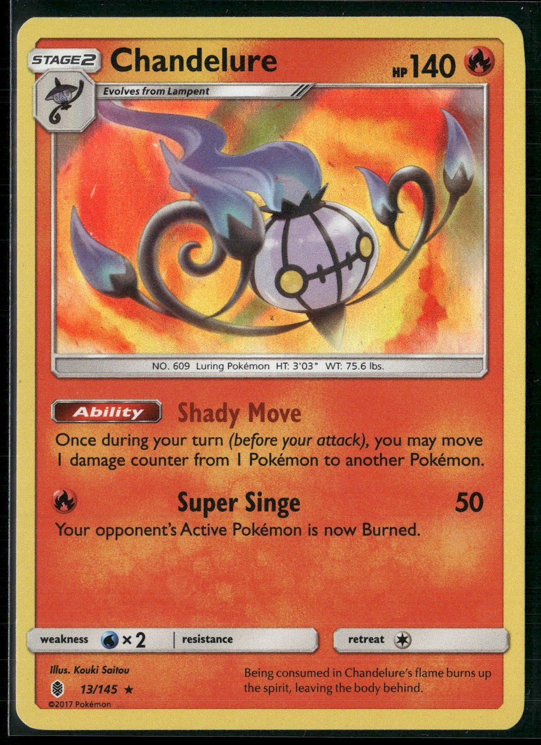 Pokemon - Chandelure 13/145 Holo Guardians Rising LP