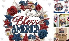 4th of July Wreaths Patriotic Decorations Wreaths for Front Door Wood Blue Red