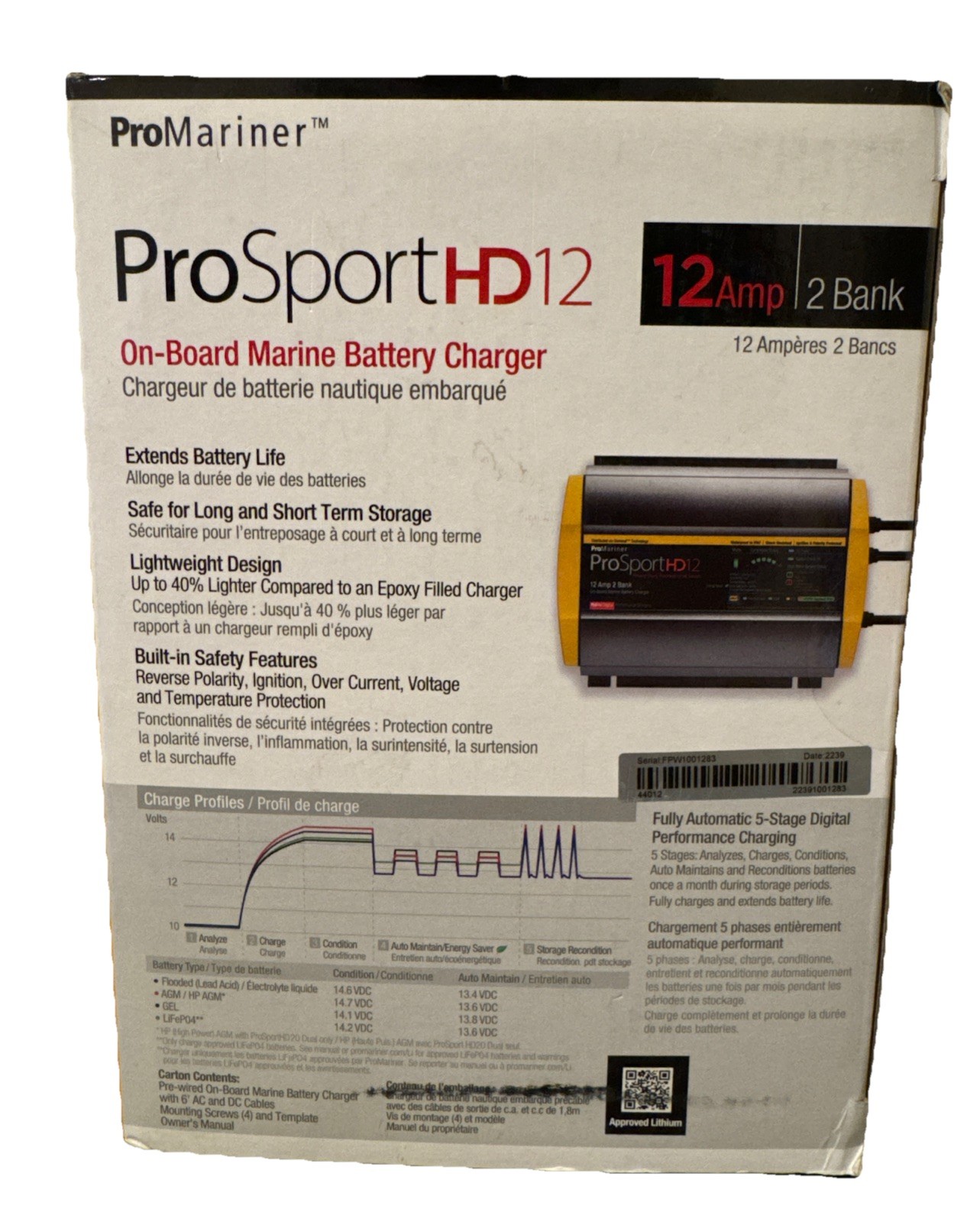 ProMariner Prosport Hd12 120V, 12 Amp, 2 Bank 44012