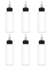 6 Pcs 2oz Plastic Squeeze Bottles with Twist Top Cap, 60ml Clear Dispensing B...